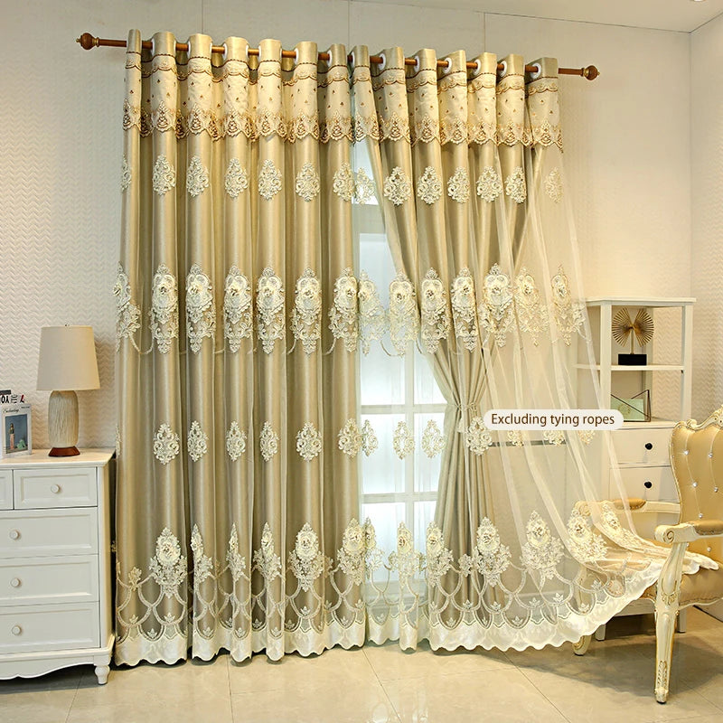 Elegant Double-Layer Curtains