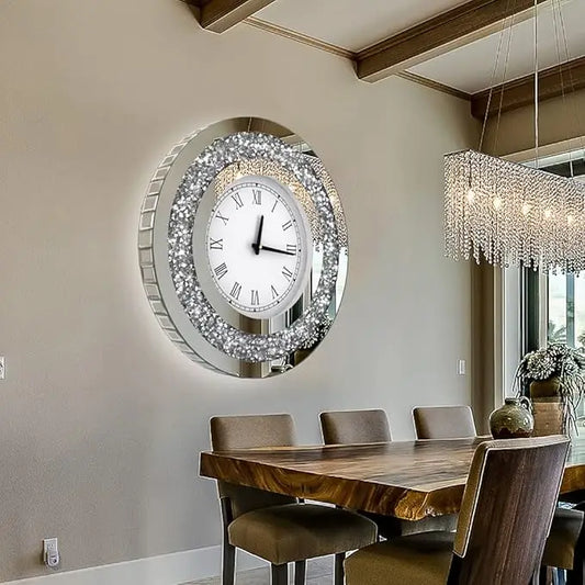 Crystal Sparkling Diamond Mirror Wall Clock