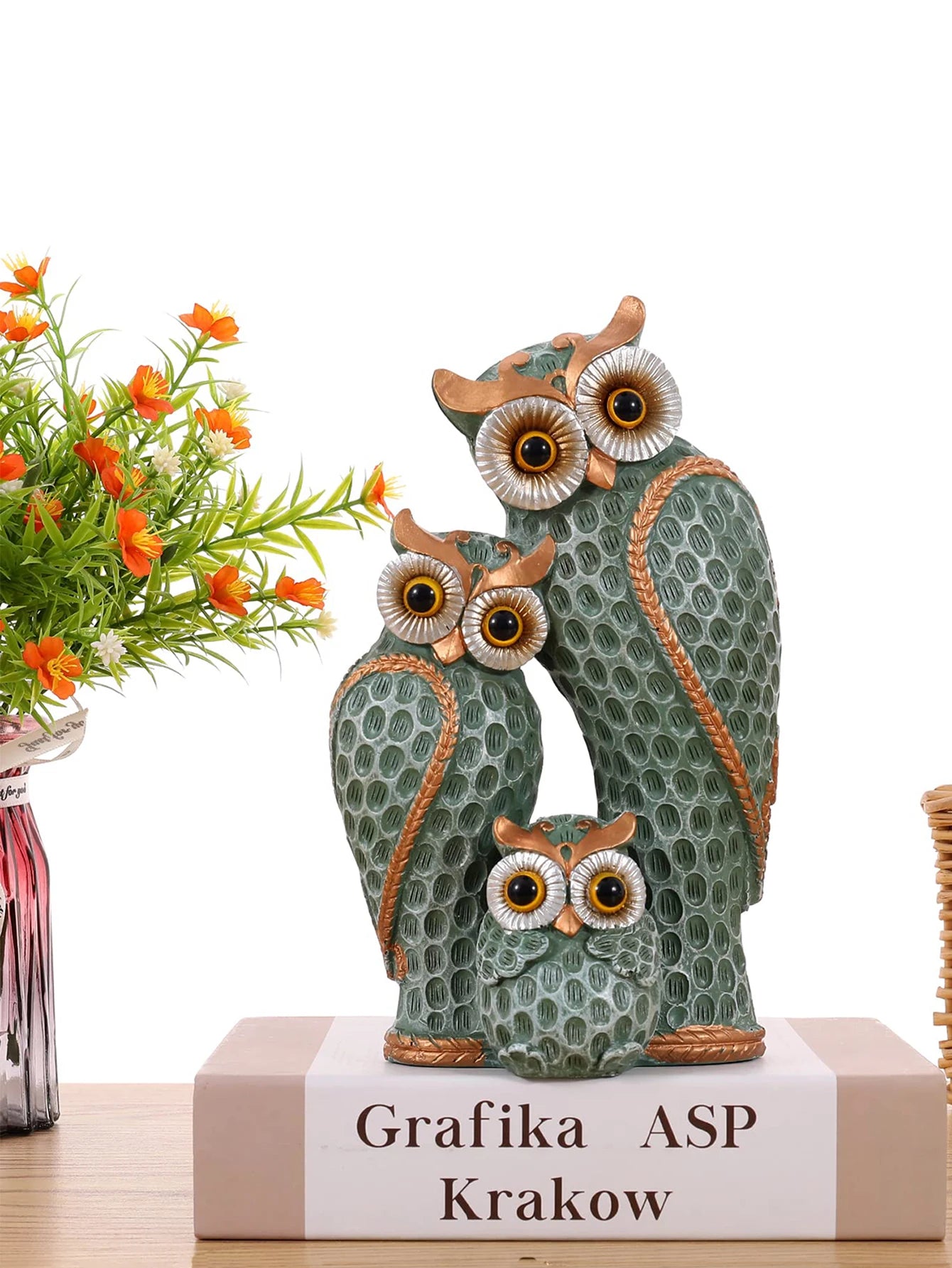 Resin Owl Family Animal Decoration