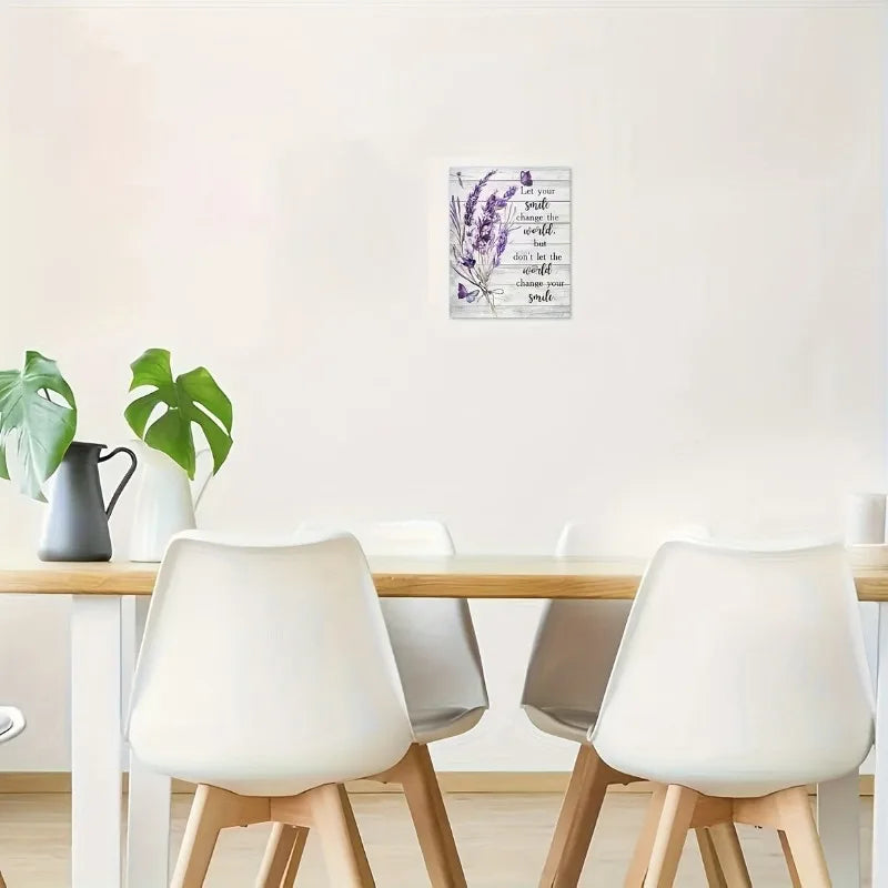 Framed Purple Flower Butterfly Canvas Painting