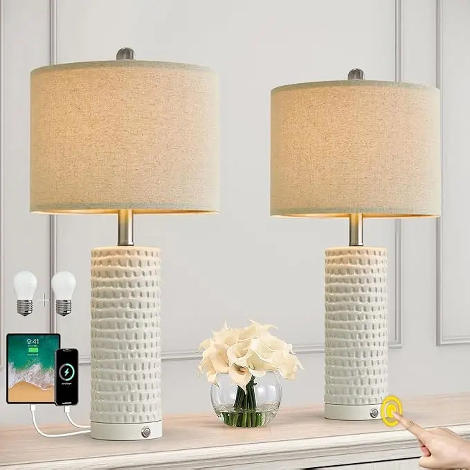 Modern Accent Ceramic Table Lamp Set of 2