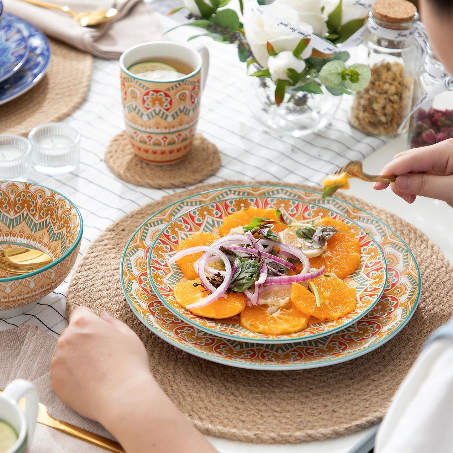 Bohemian Mandala Ceremic Dinnerware Set