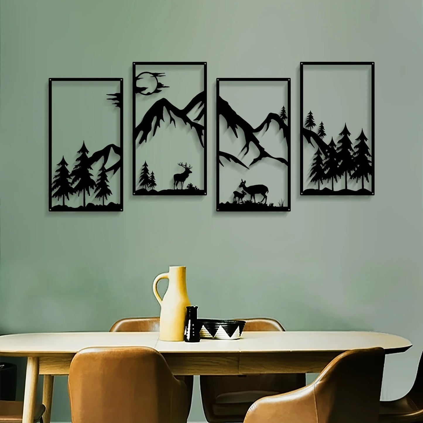 4 pieces Mountain Scene