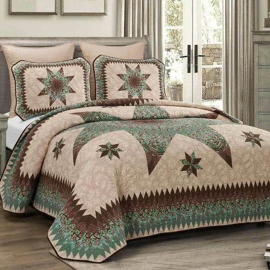 Southwestern Aqua Star Quilt Bed Set