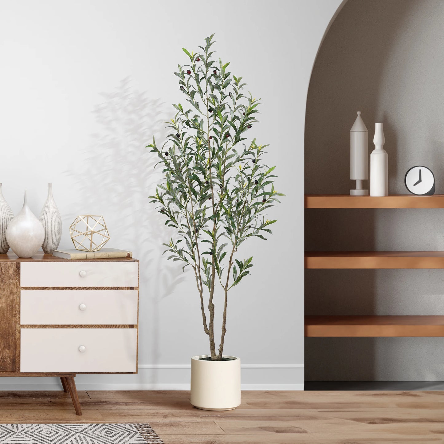 Artificial Olive Tree With Large White Planter