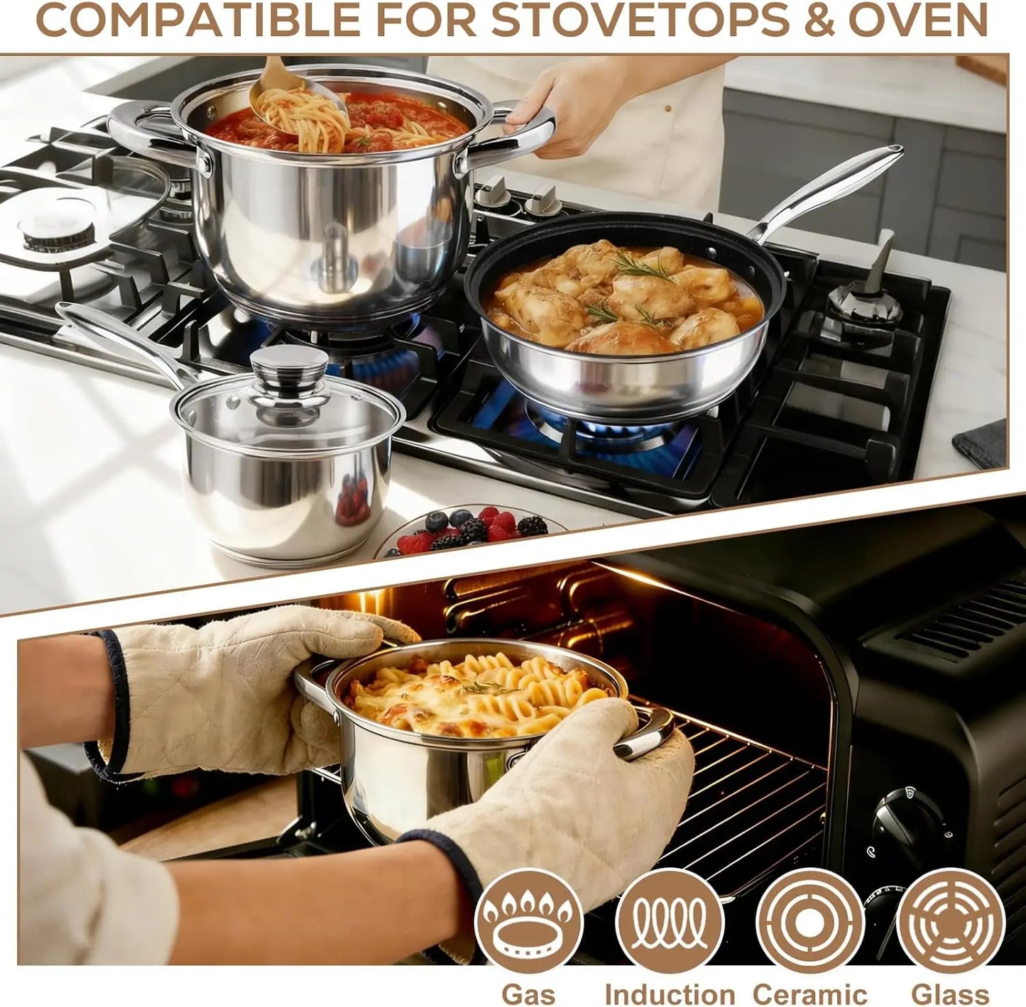 15 Piece Stainless Steel Cookware Set