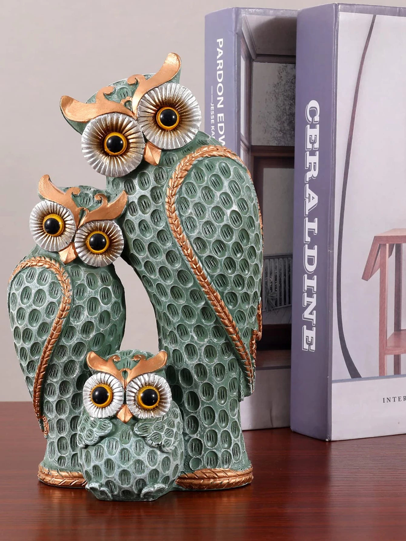 Resin Owl Family Animal Decoration