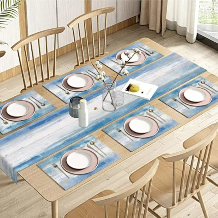 Blue Orange Table Runner Placemats
