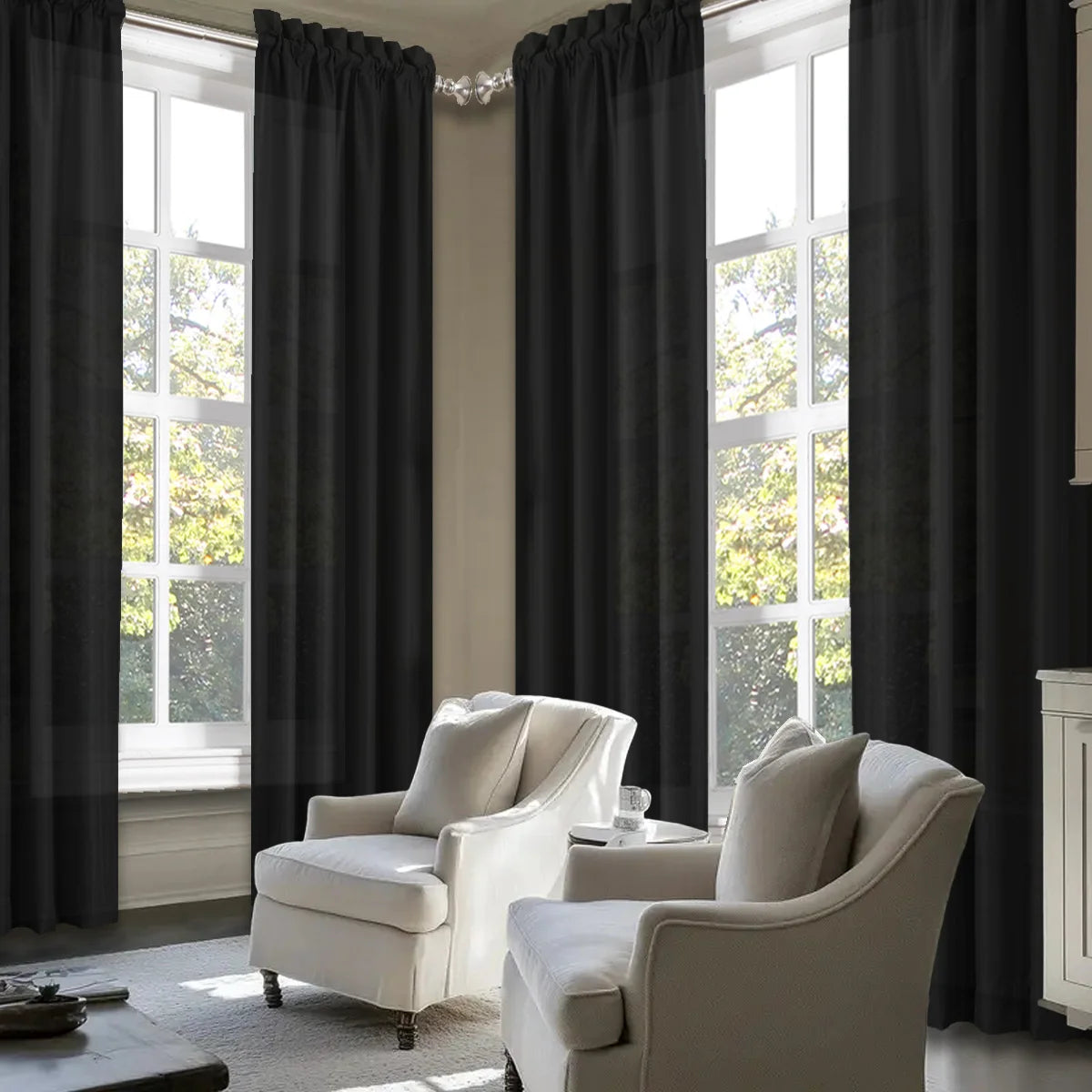 4pcs Light Filtering Curtains