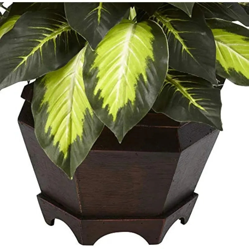 22IN Artificial Dieffenbachia Plant w/Wood Planter