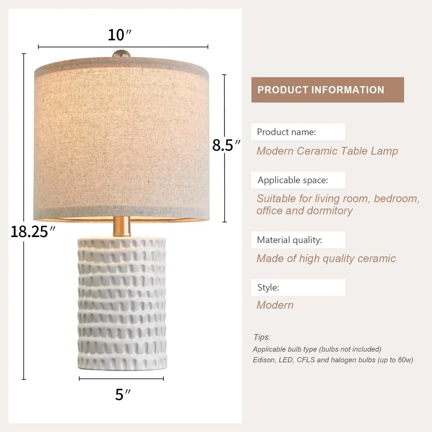 Modern Accent Ceramic Table Lamp Set of 2