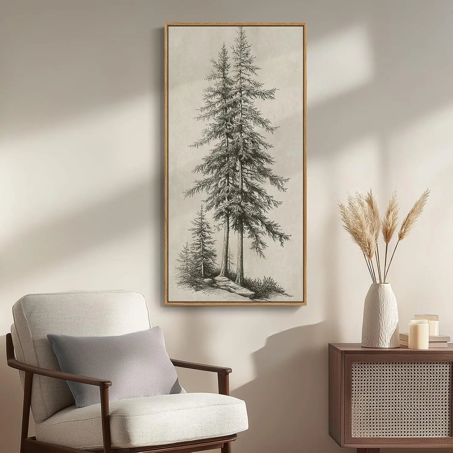 Framed Vintage Sketch Tree Wall Art