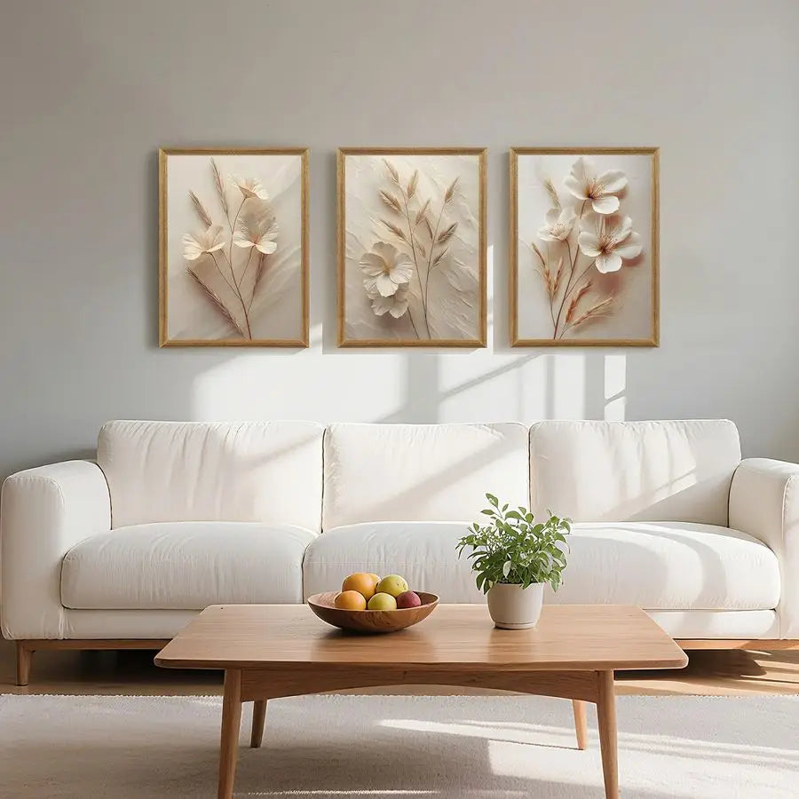 3Pcs Neutral Beige Wall Art