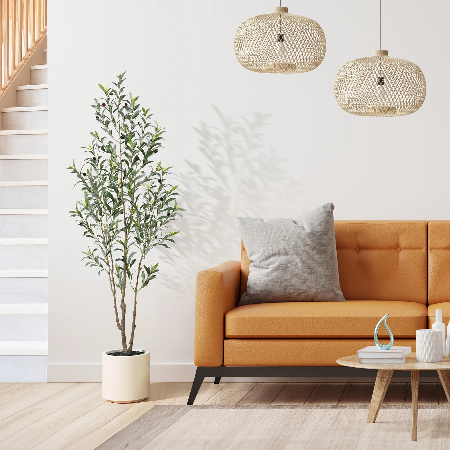 Artificial Olive Tree With Large White Planter