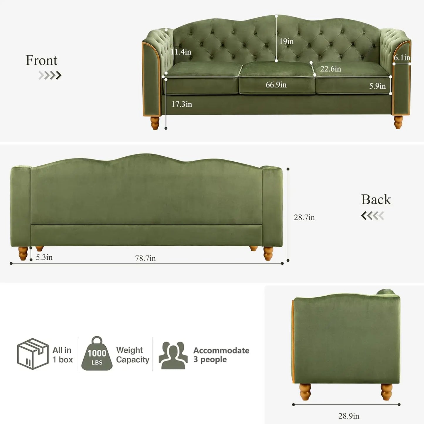 Sofa Bed Button Tufted Comfy Couch