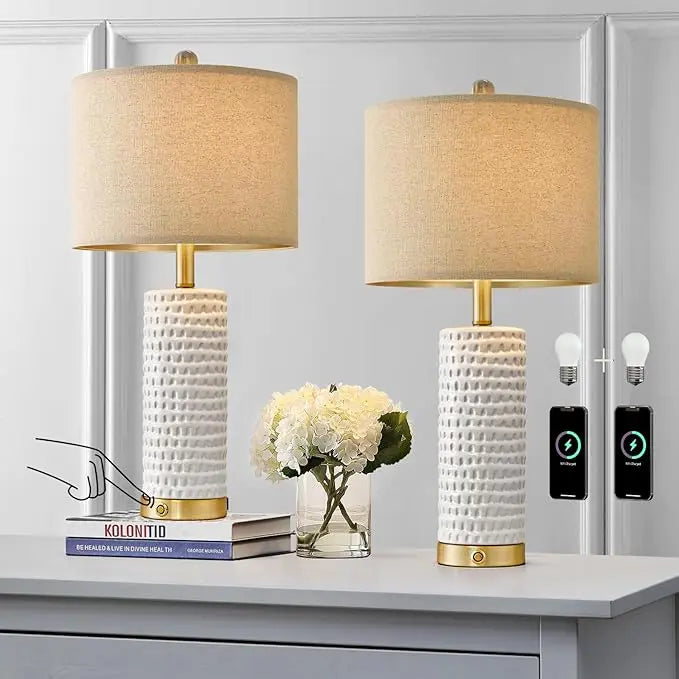 Modern Accent Ceramic Table Lamp Set of 2