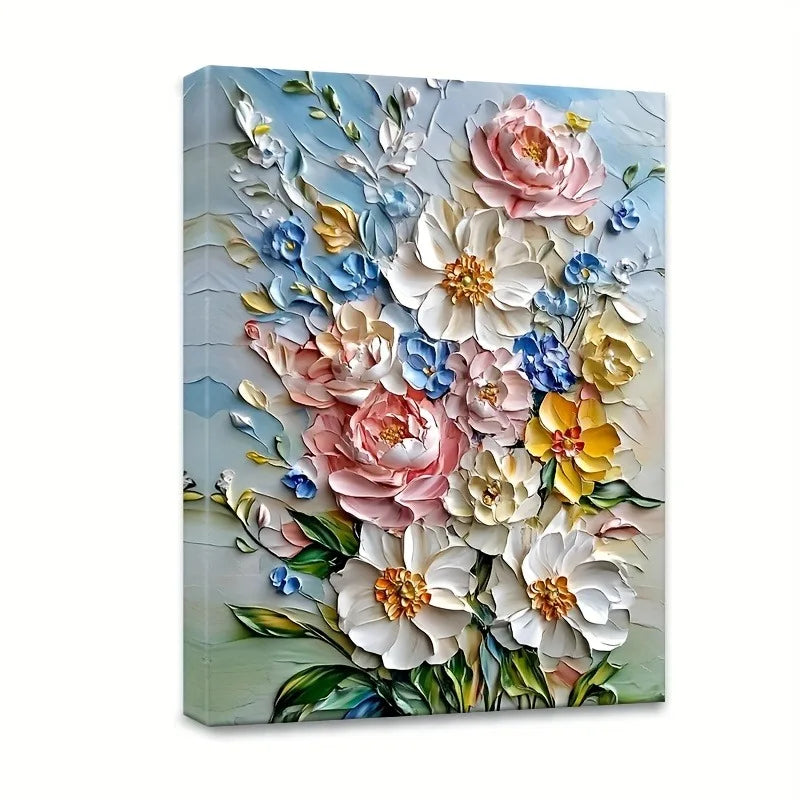 Framed Vibrant 3D Floral Canvas