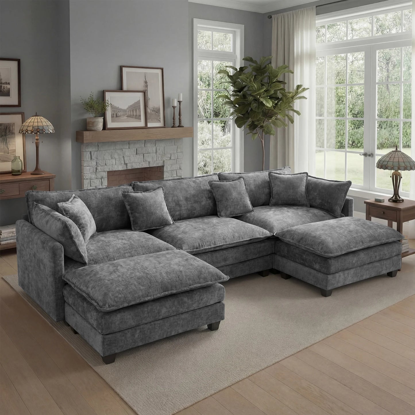 Sectional Sofa with Ottoman