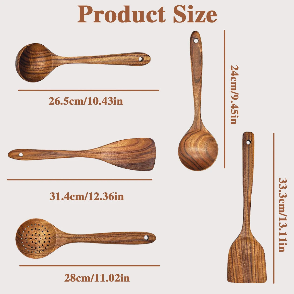 5PCS Wooden Utensils Kit