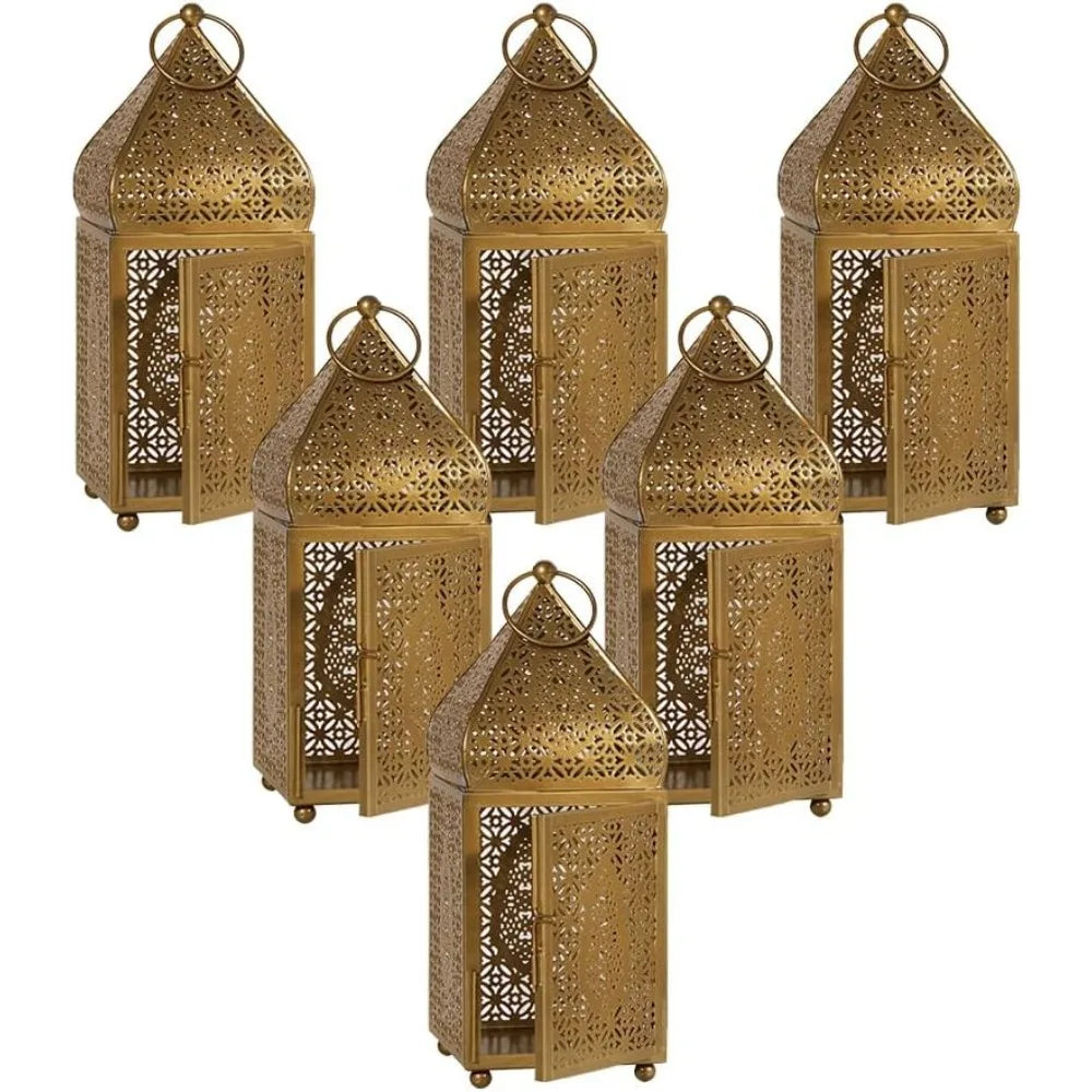 Large Moroccan Gold Ornate Candle Lantern