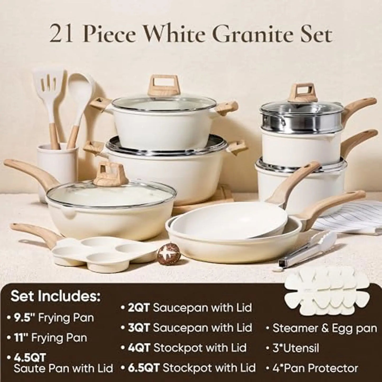 21Pcs Induction Cookware Set