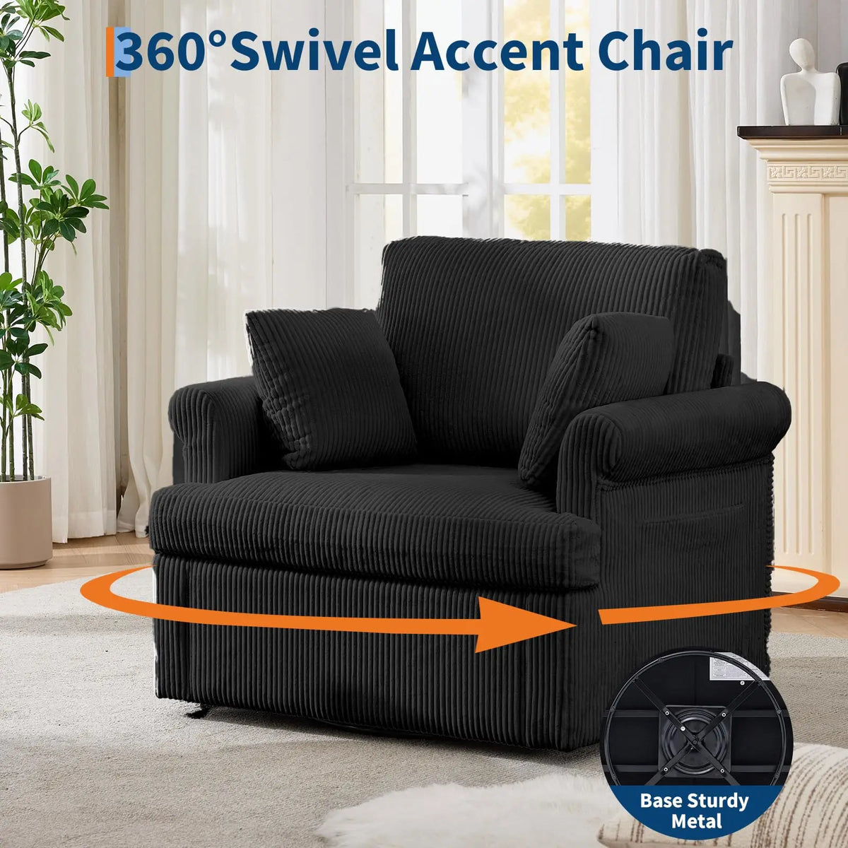 39 Inch Swivel Accent Chair