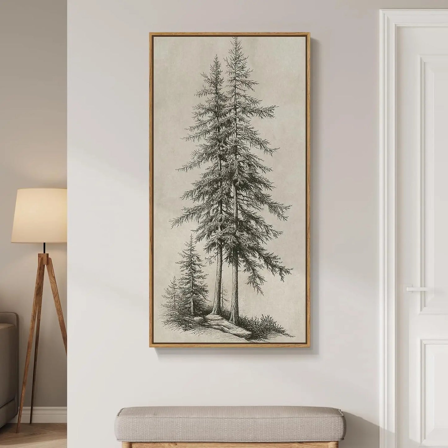 Framed Vintage Sketch Tree Wall Art