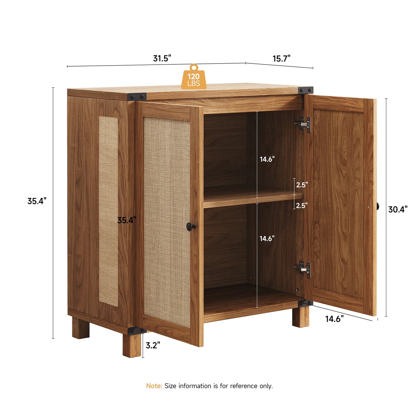 Rattan Style Credenza Buffet Cabinet