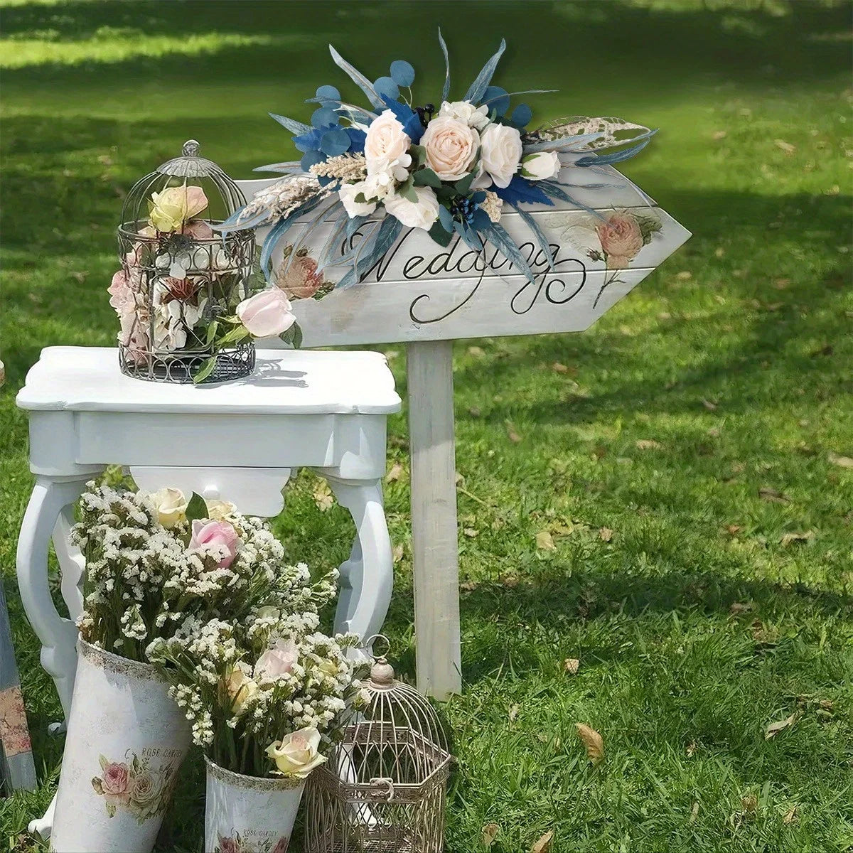Spring Wreath with Malachite Blue Leaves
