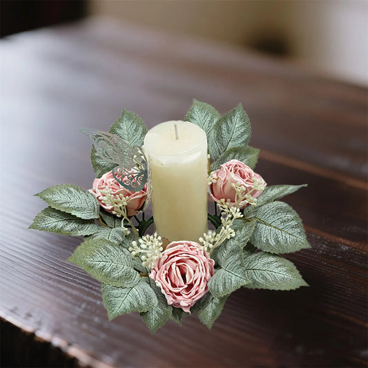 Faux Eucalyptus and Berries Candle Rings