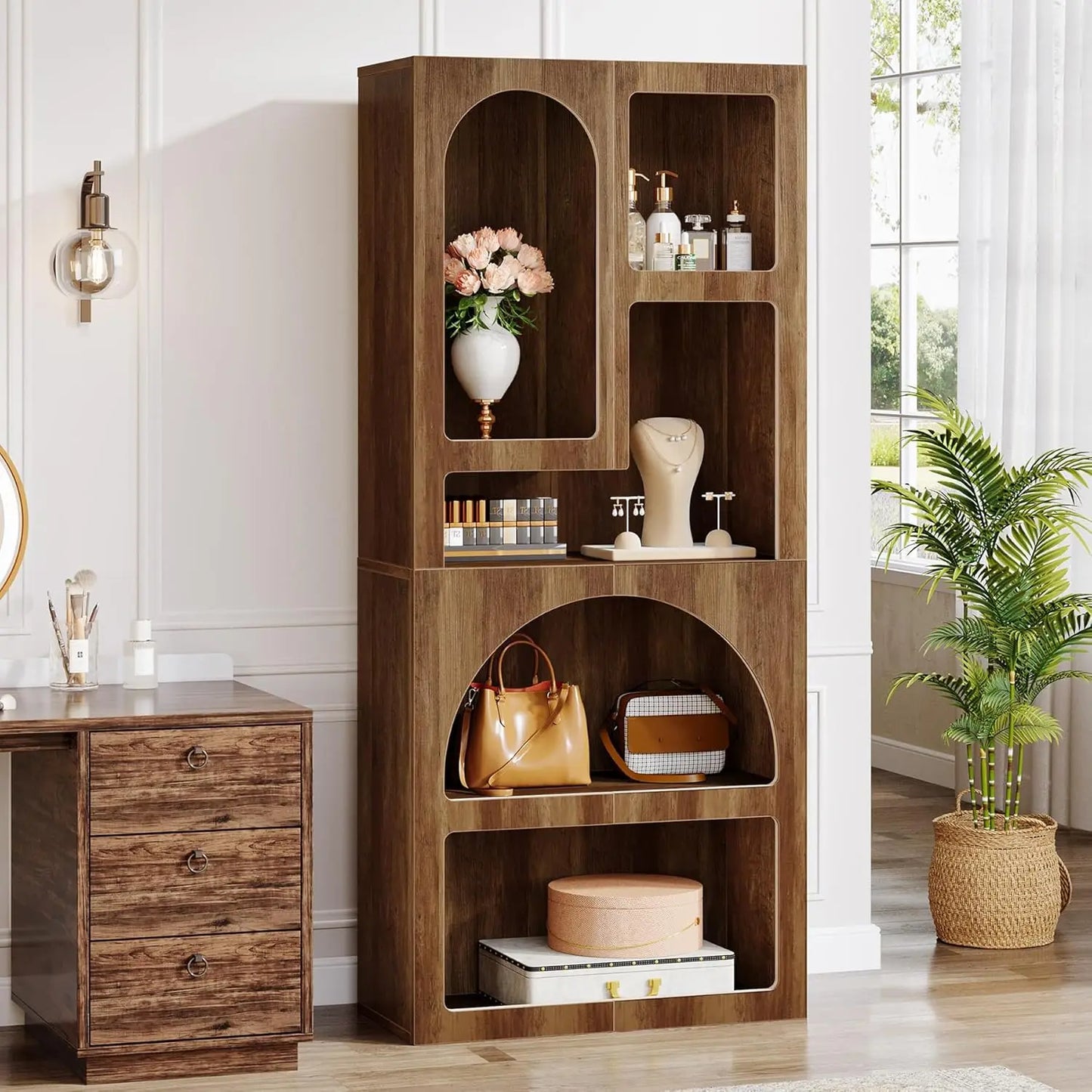 70.87" Tall Geometric Bookshelf