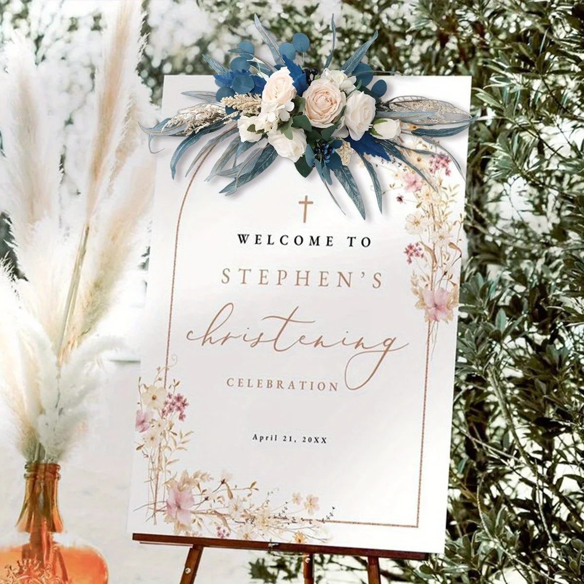 Spring Wreath with Malachite Blue Leaves