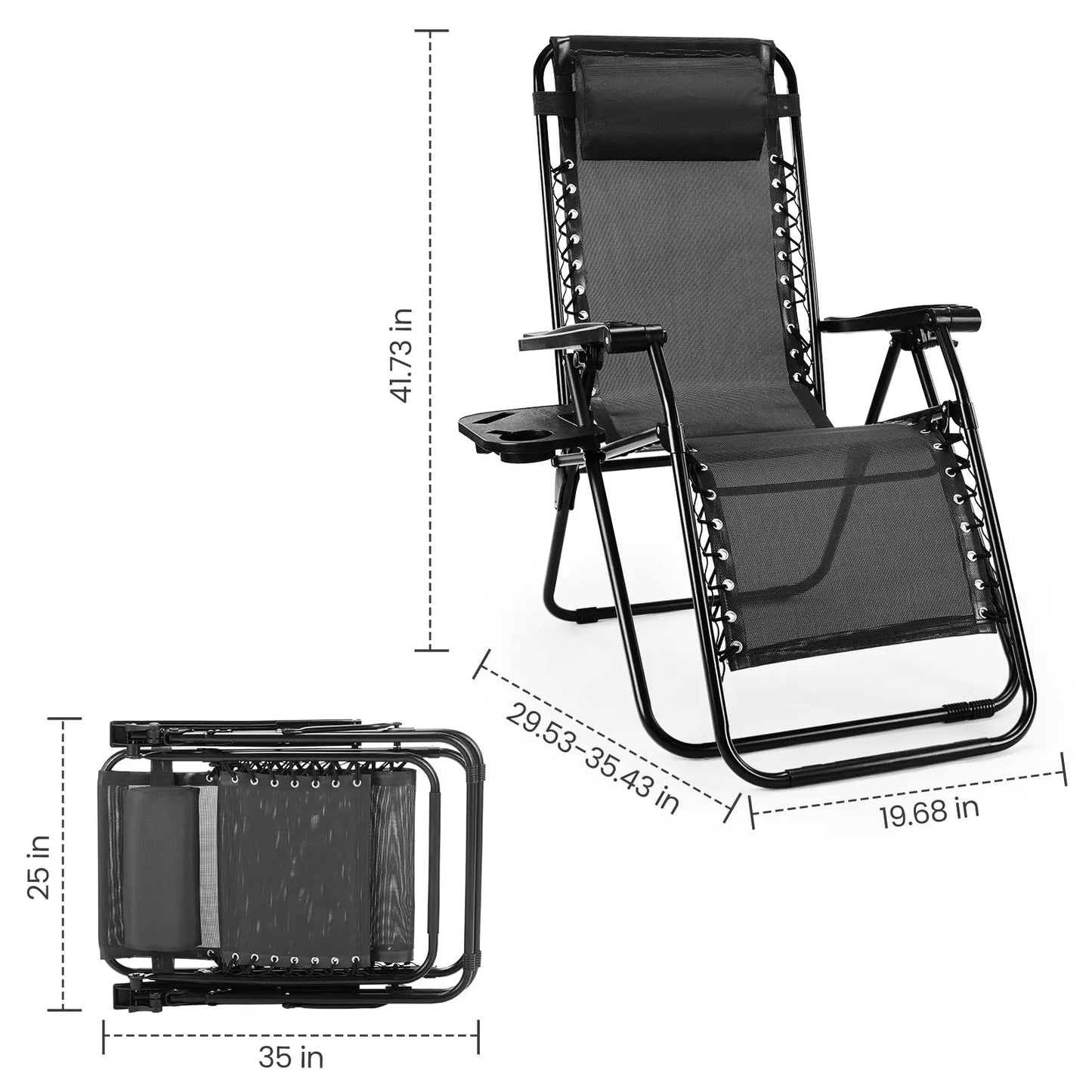 Portable Recliner with Cup Holder Trays