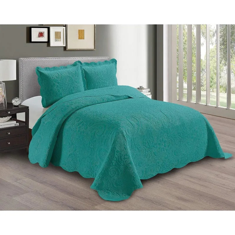 Linen Embossed Bedspread Set