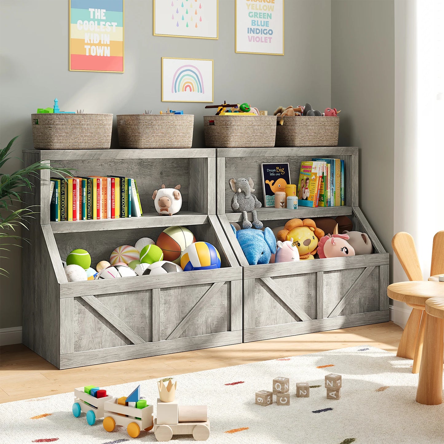 Wooden Kids Bookshelf