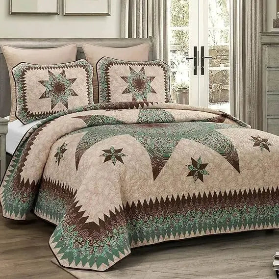 Southwestern Aqua Star Quilt Bed Set
