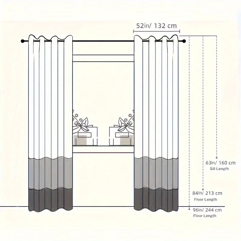 2Pcs Golden Wave & Circle Blackout Curtains