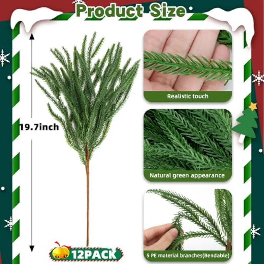 12 Pcs Artificial Norfolk Pine Branches