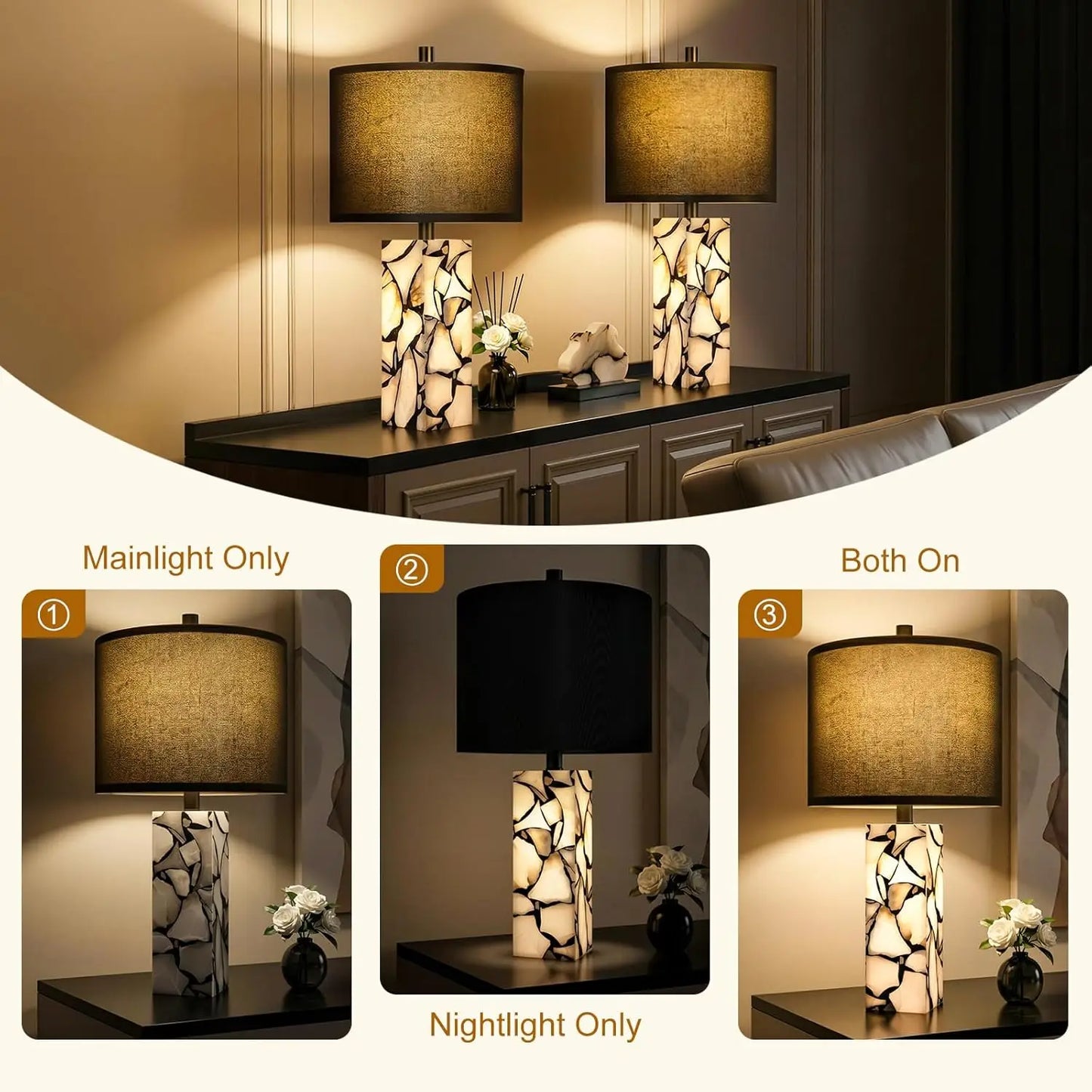 Modern Black Table Lamp Set of 2