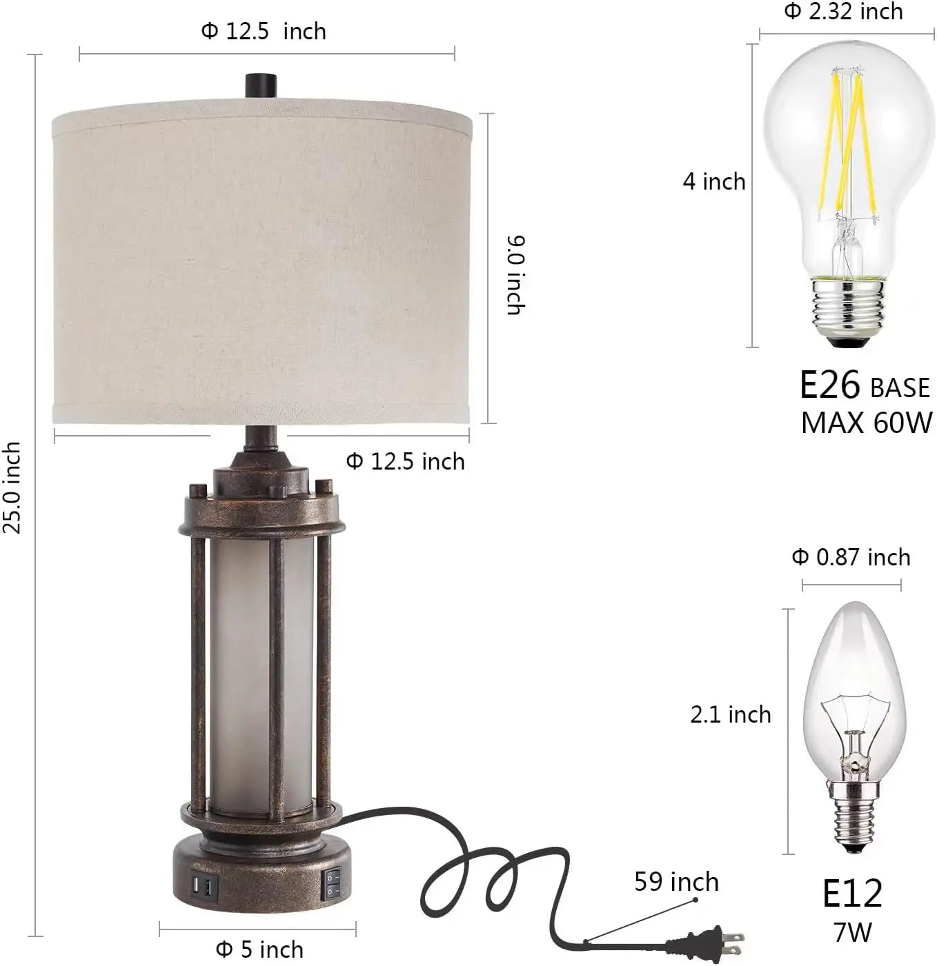 Set of 2 Farmhouse Lamps