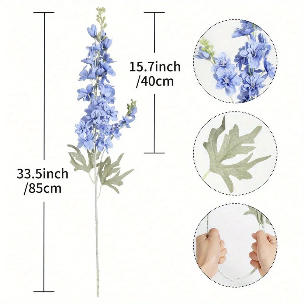 6 Pcs Delphinium Artificial Flowers for Tall Vase