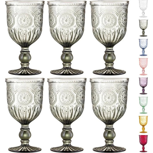 6-piece Set of Smoked Glass Goblets