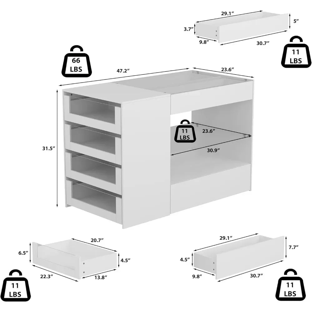 Bedroom Island Glass Top