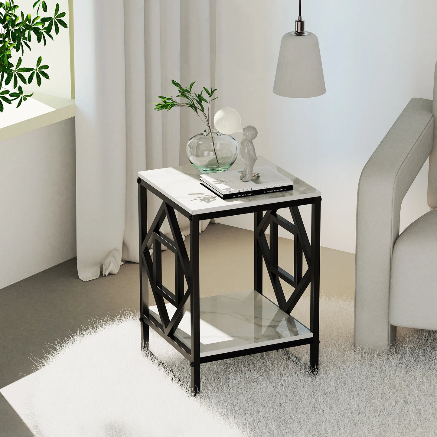 White Marble Top Side Table