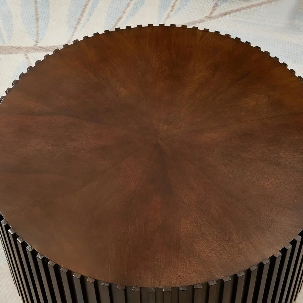 Round Wood Coffee Table for Living Room
