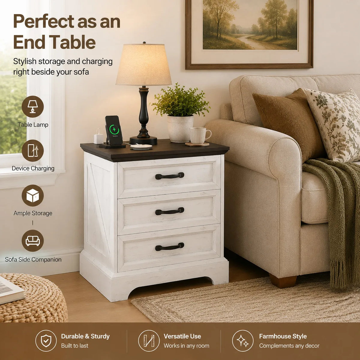 Farmhouse Bedside Cabinet