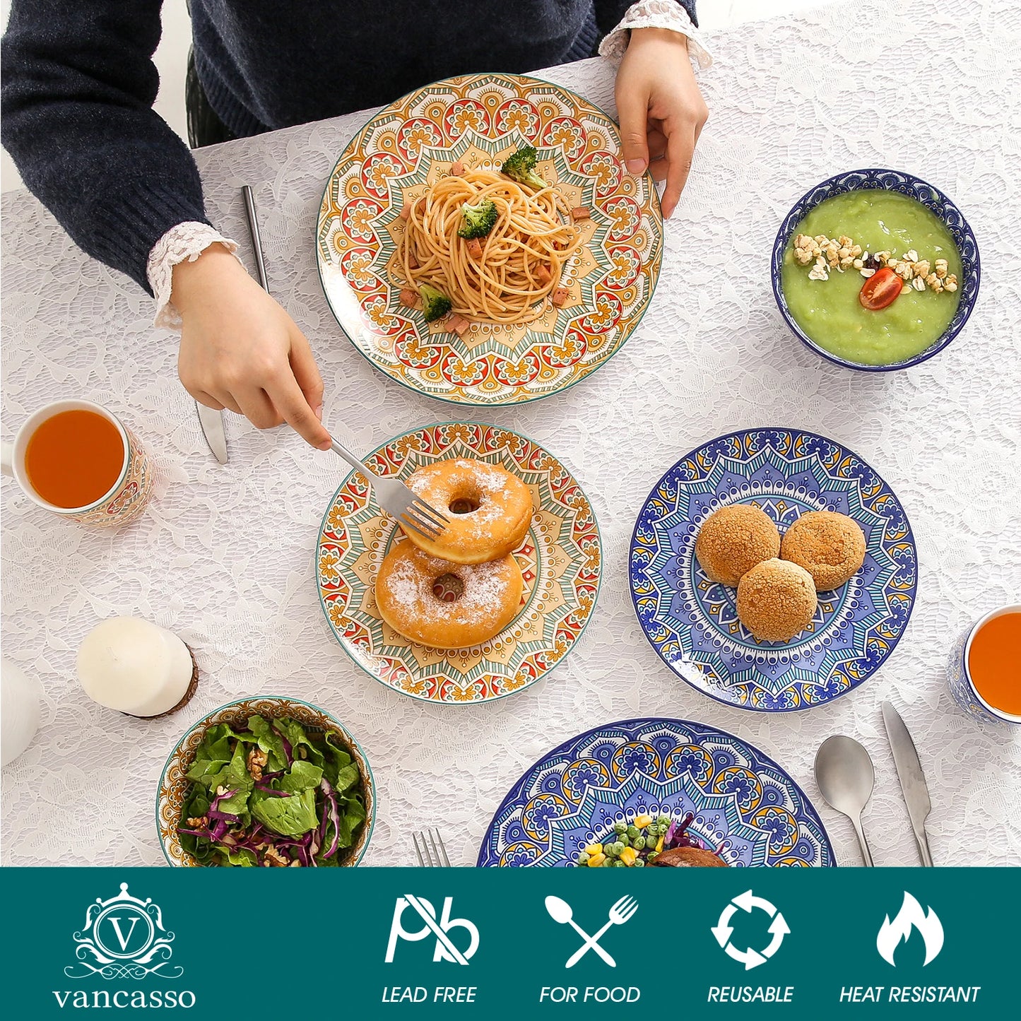 Bohemian Mandala Ceremic Dinnerware Set