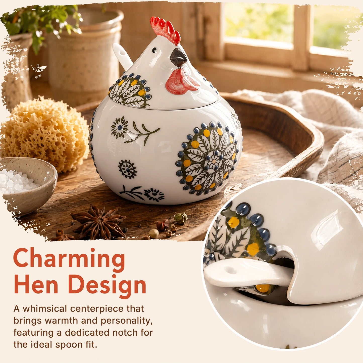 13oz Farmhouse Chicken Salt Jar