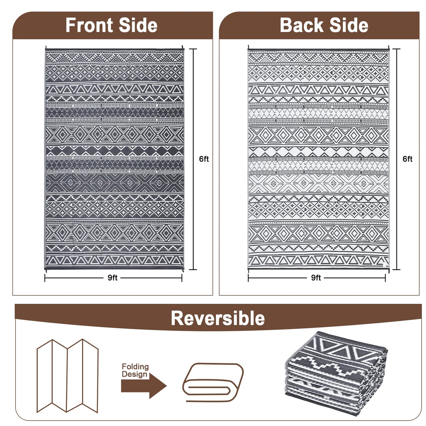 Outdoor Waterproof Reversible Patio Rug
