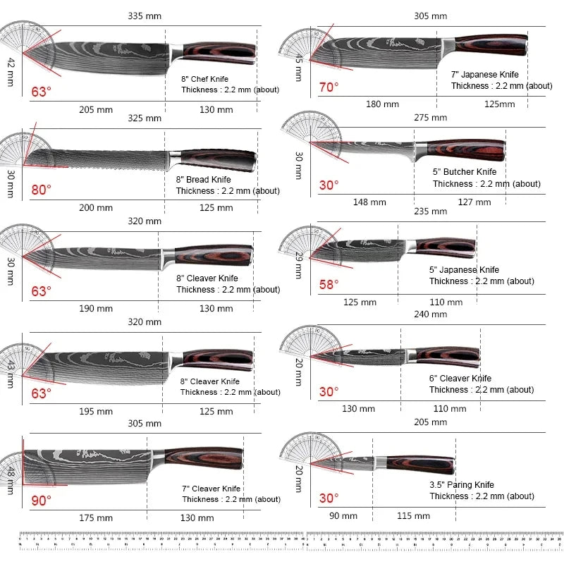 MDHAND 10pcs Knives Set